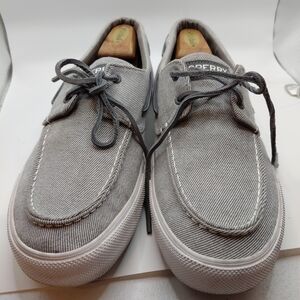 Sperry Bahama II 2-Eye Twill Grey Slip-On Boat Shoes Size 12